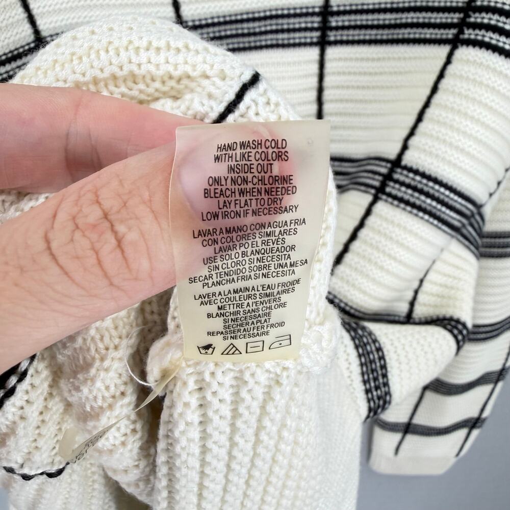 Calvin Klein Cream Black Check Plaid Pullover Relaxed Classic Everyday Sweater - Picture 12 of 12